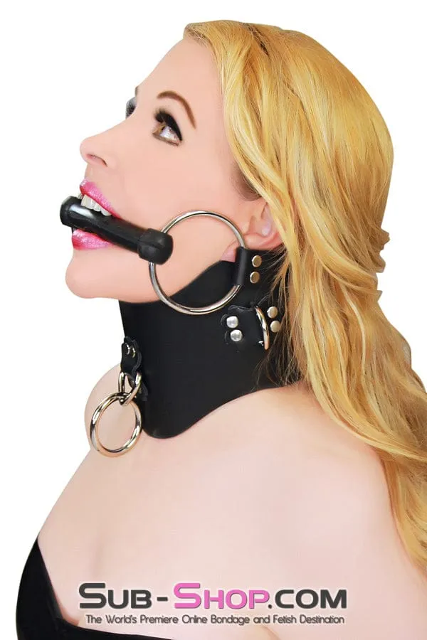 0553A      Dungeon Slave Black Leather Extreme Posture Collar