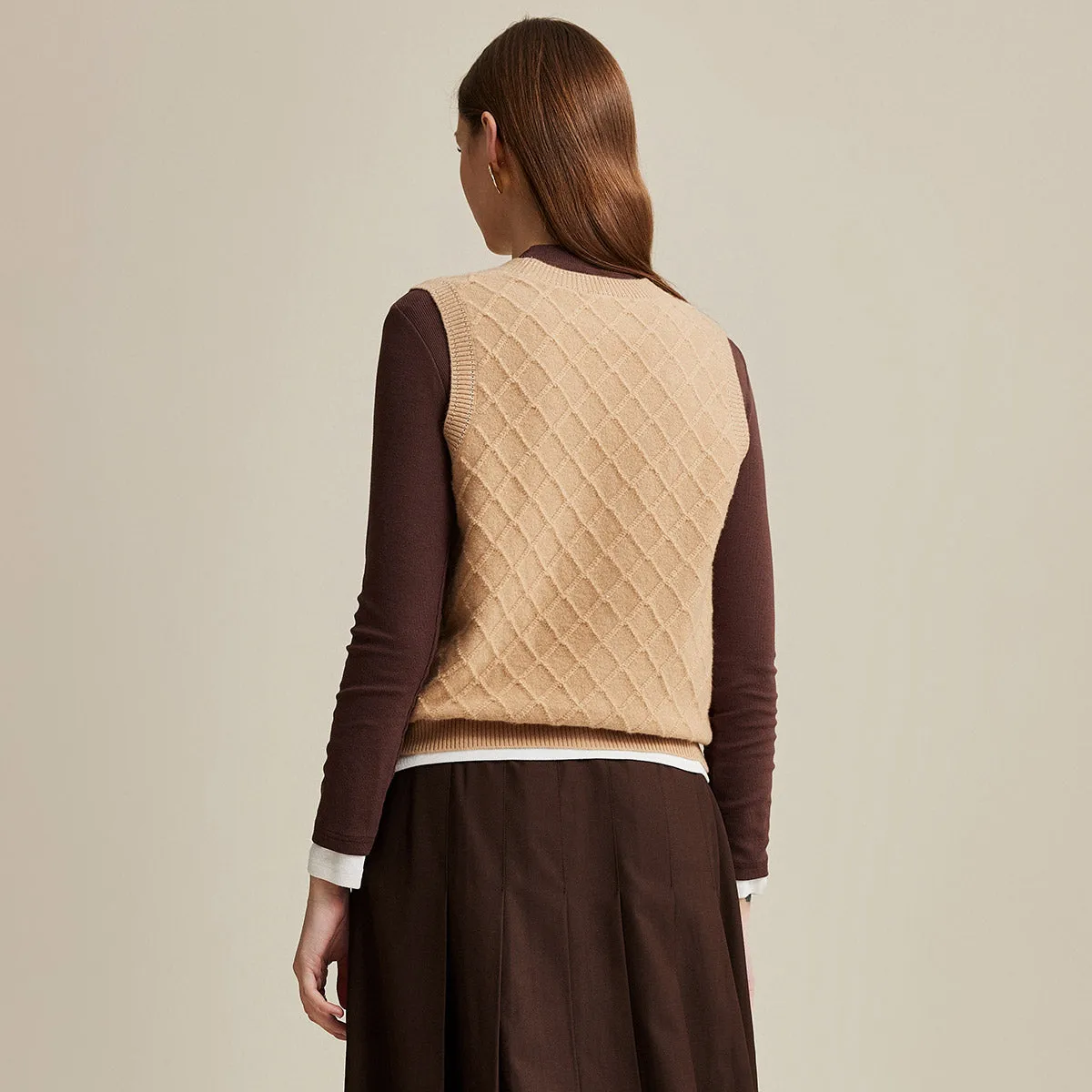 100% Wool Elegant Cable Knit Vest