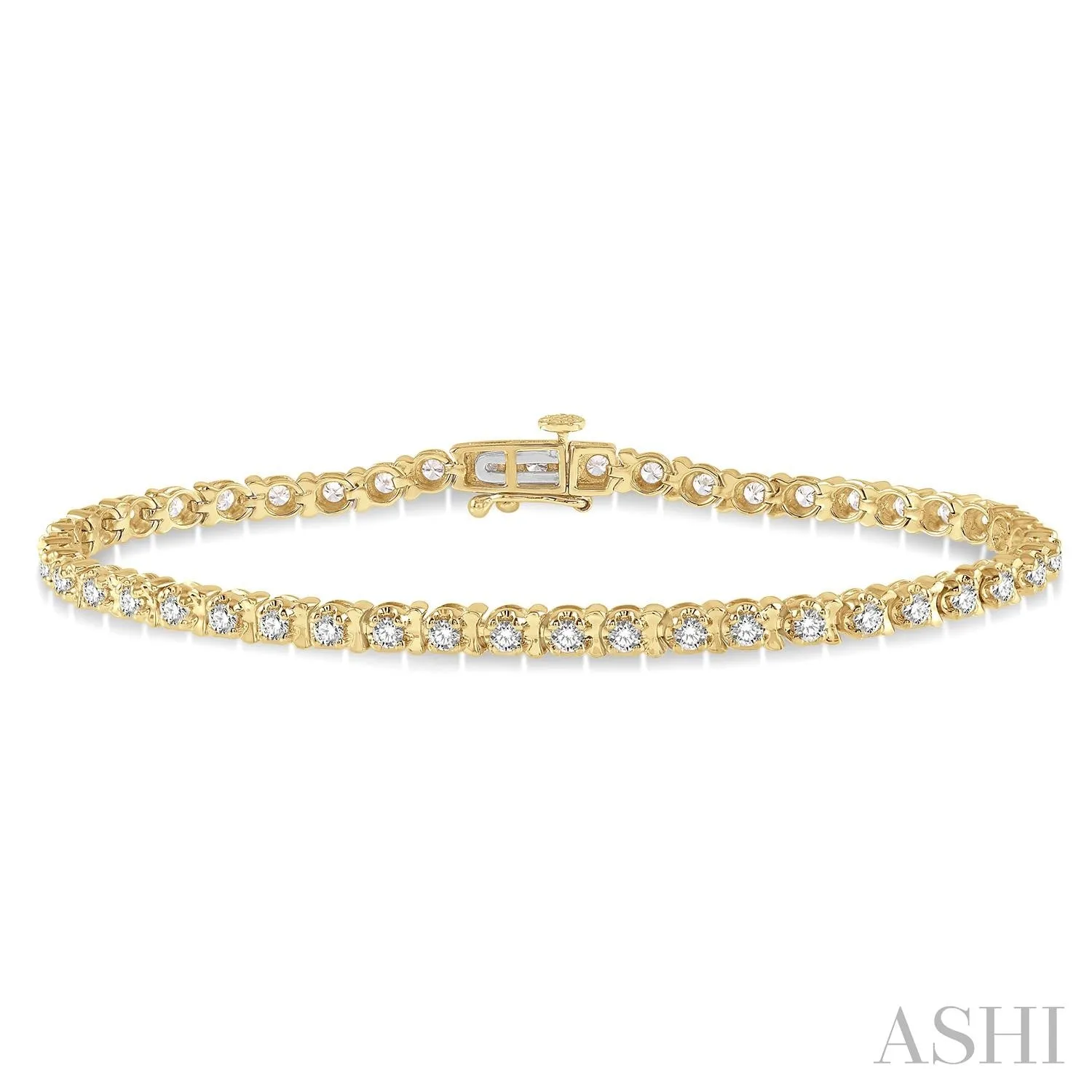 14K Yellow Gold Diamond Tulip Tennis Bracelet w/ 2.00 ctw