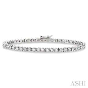 14KW Diamond Square Tennis Bracelet w/ 3.0 ctw, 7"