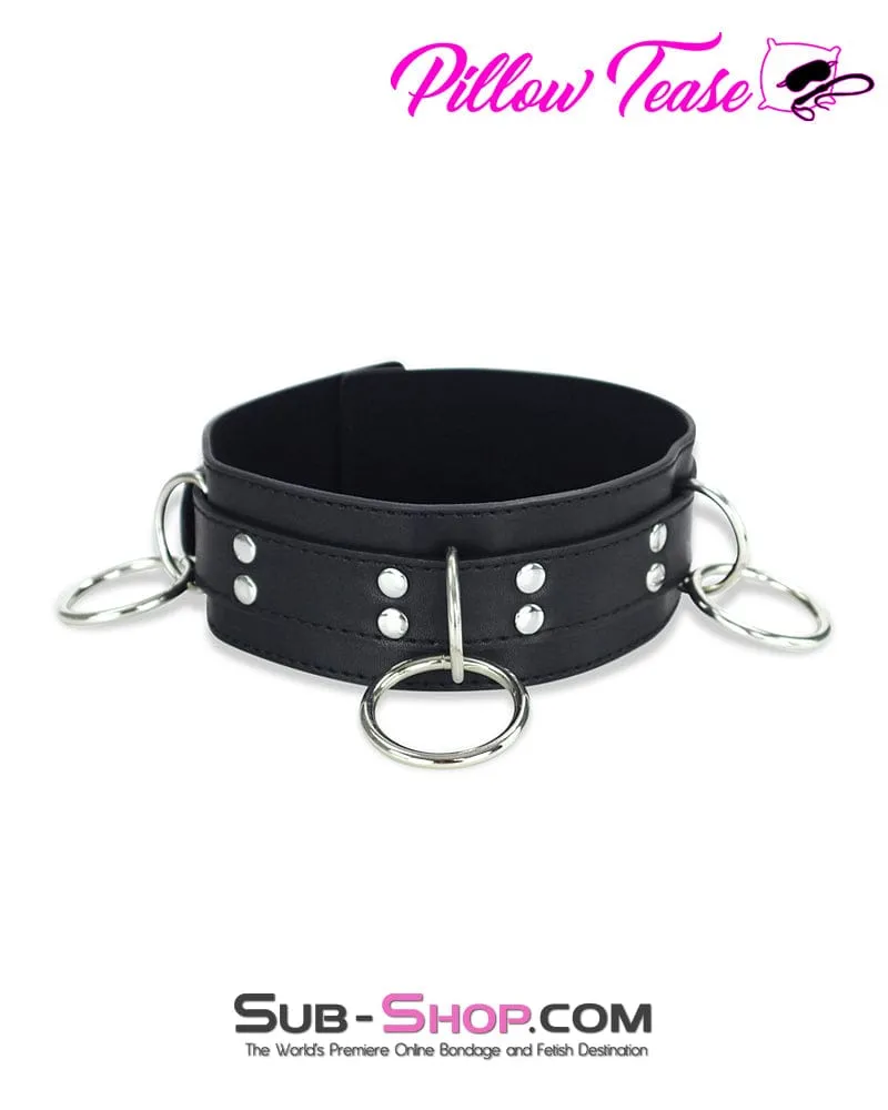 1760DL      Three Ring Locking Bondage Collar