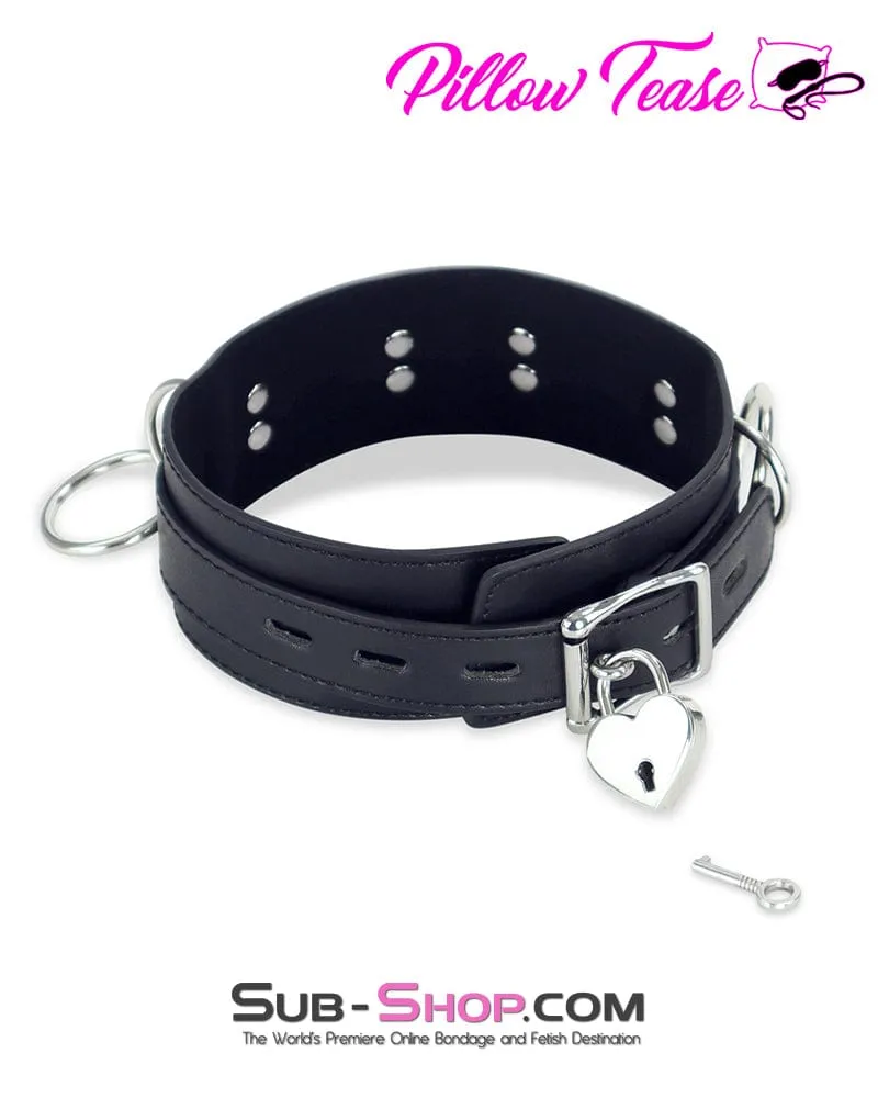 1760DL      Three Ring Locking Bondage Collar