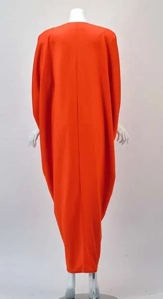 1970s Adele Simpson Red Knit Kaftan