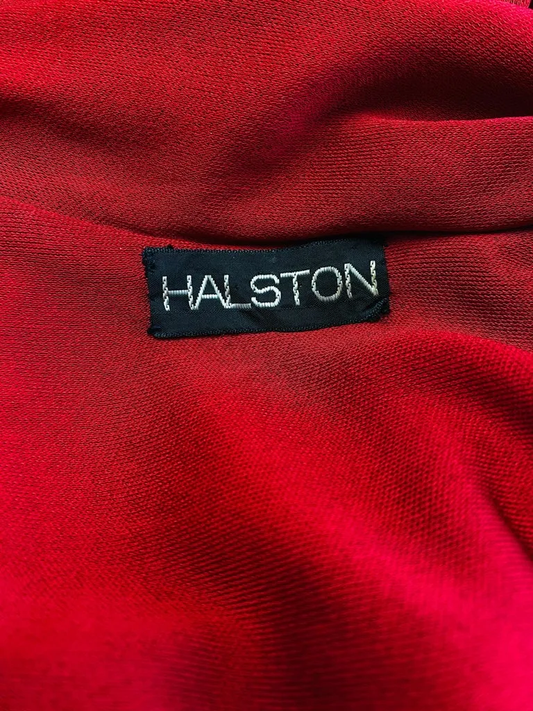 1972 Halston Red Jersey Knit Maxi Dress