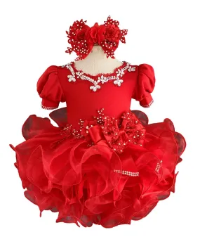 2024 Baby Girl/Baby Miss Glitz Red Pageant Dress