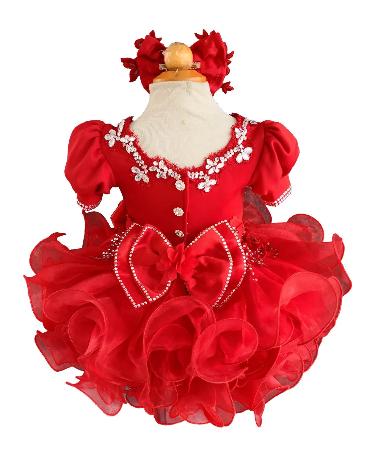 2024 Baby Girl/Baby Miss Glitz Red Pageant Dress