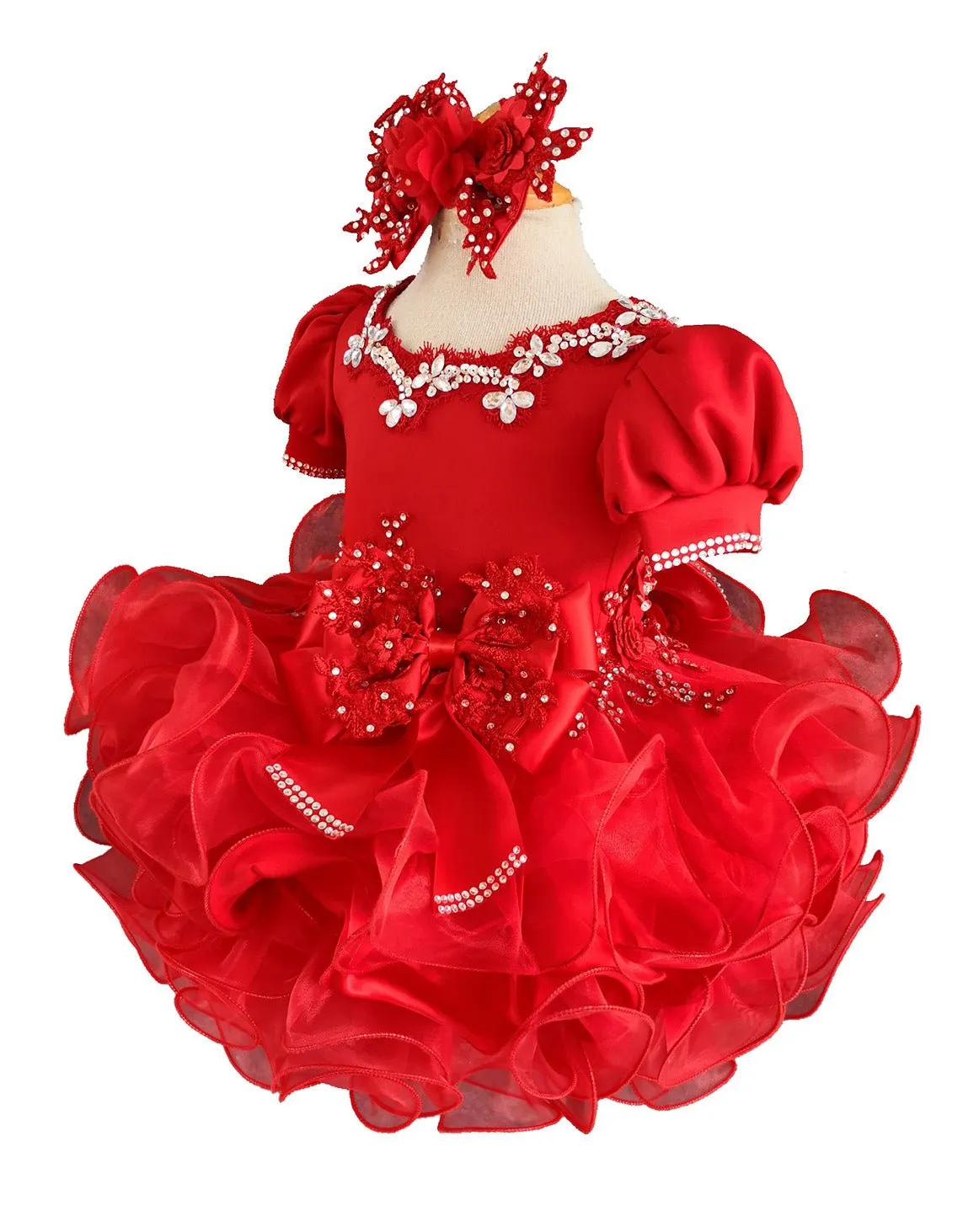 2024 Baby Girl/Baby Miss Glitz Red Pageant Dress