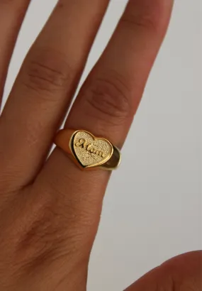 925 Gold Plated Chunky Mom Ring