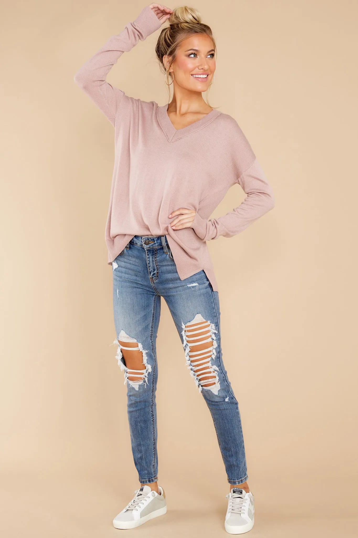 A Touch Away Mauve Sweater