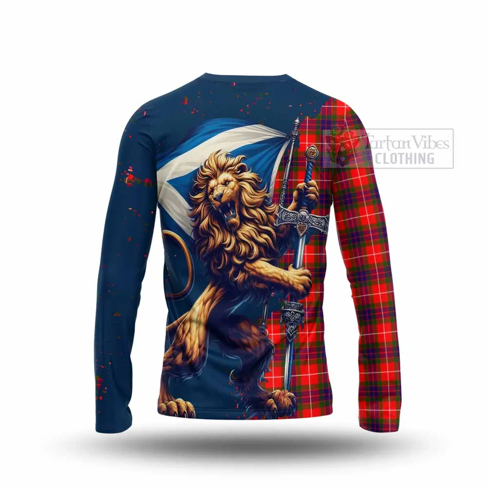 Abernethy Tartan Family Crest Long Sleeve T-Shirt with Scottish Majestic Lion