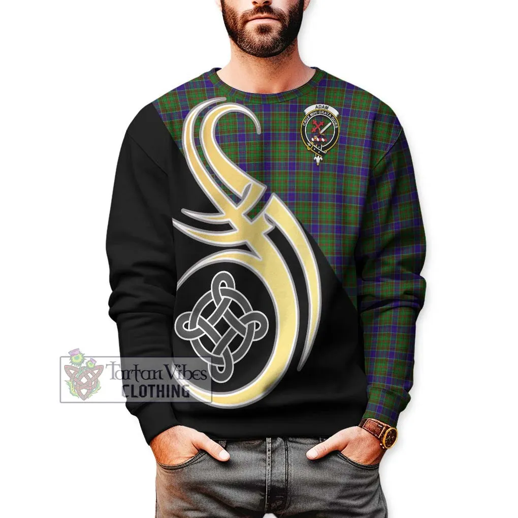 Adam Tartan Sweatshirt with Family Crest and Celtic Symbol Style