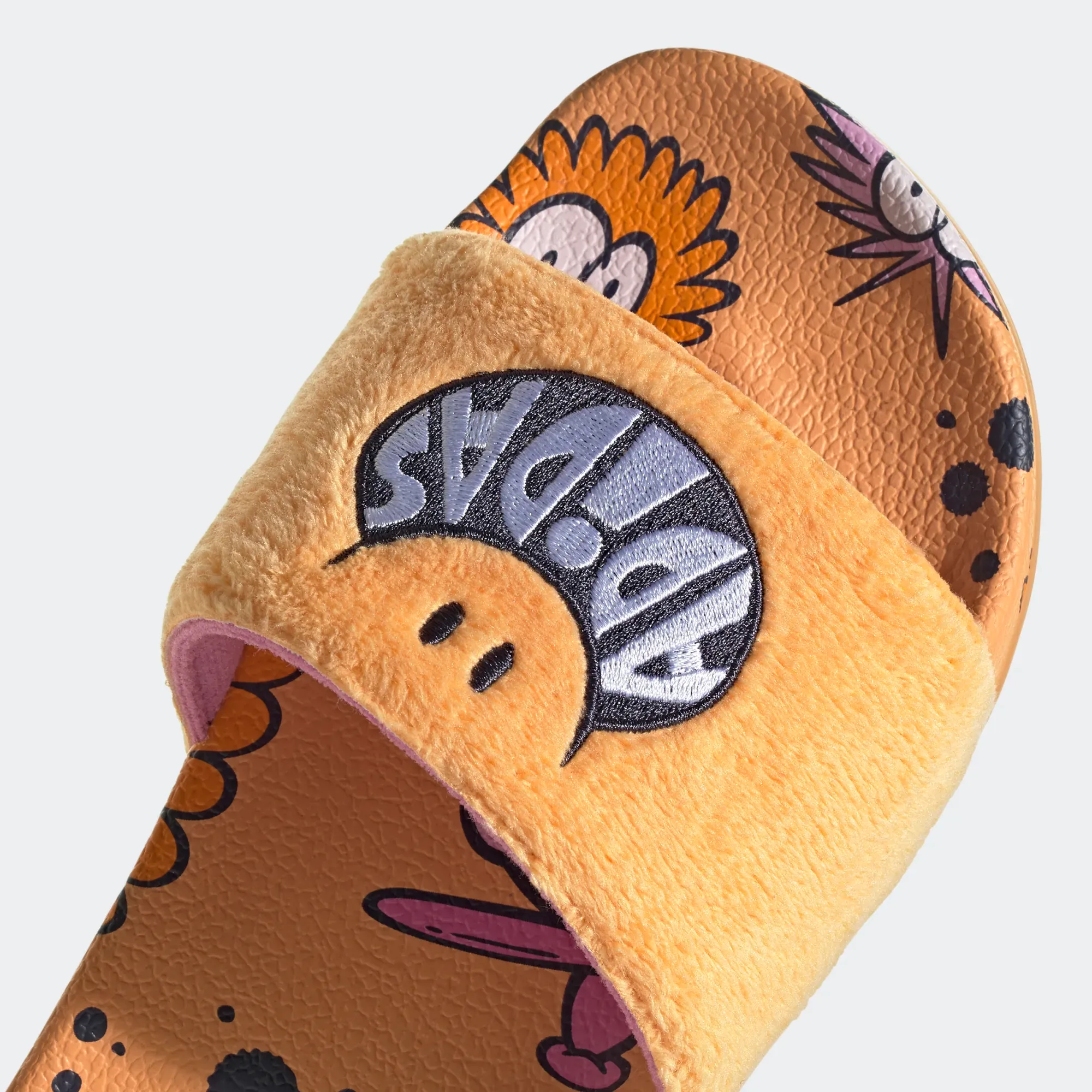 Adidas Kid's Kevin Lyons Adilette Slides - Hazy Orange / Cloud White / Shadow Navy