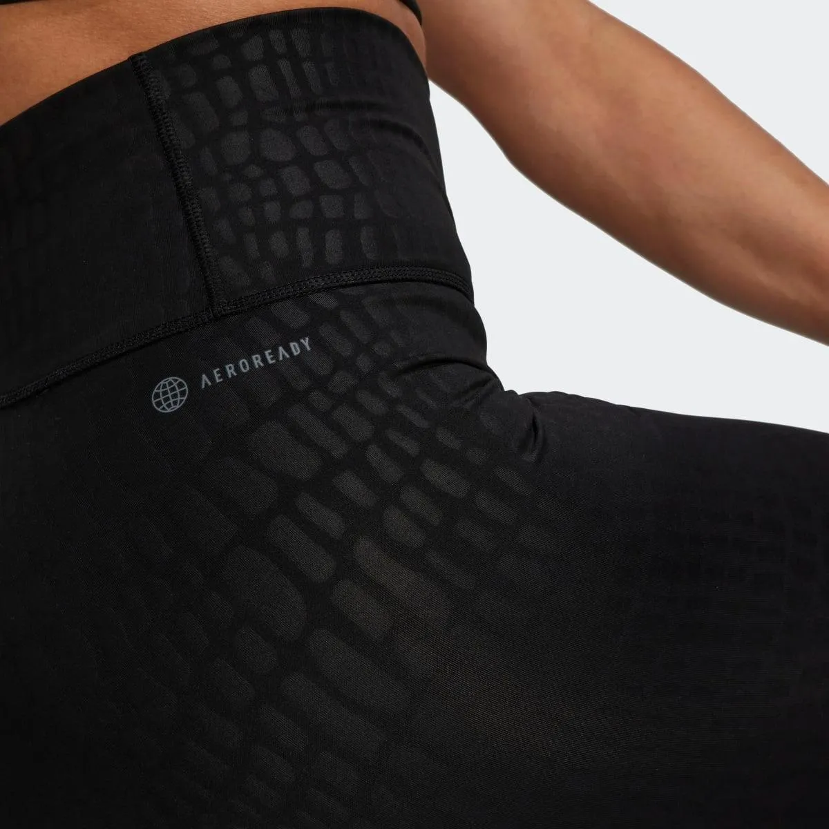 Adidas Optime Training Womens 7/8 Leggings - Black Croc Emboss