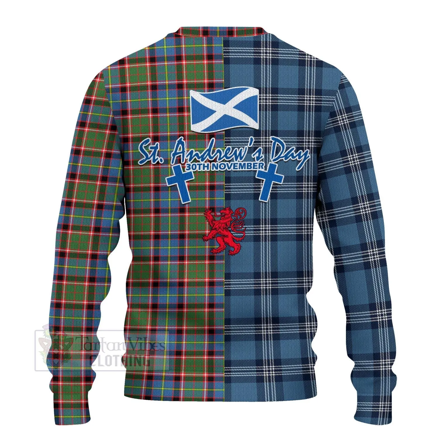 Aikenhead Tartan Knitted Sweater Happy St. Andrew's Day Half Tartan Style