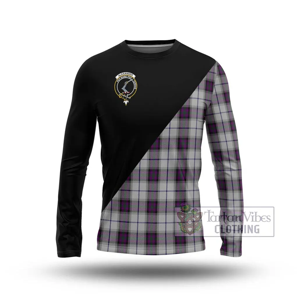 Alexander of Menstry Dress Tartan Long Sleeve T-Shirt with Family Crest and Military Logo Style