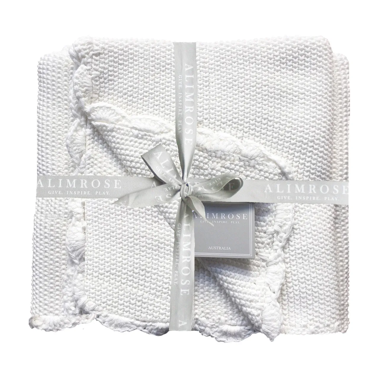 Alimrose - Baby Blanket Scallop Edge Ivory