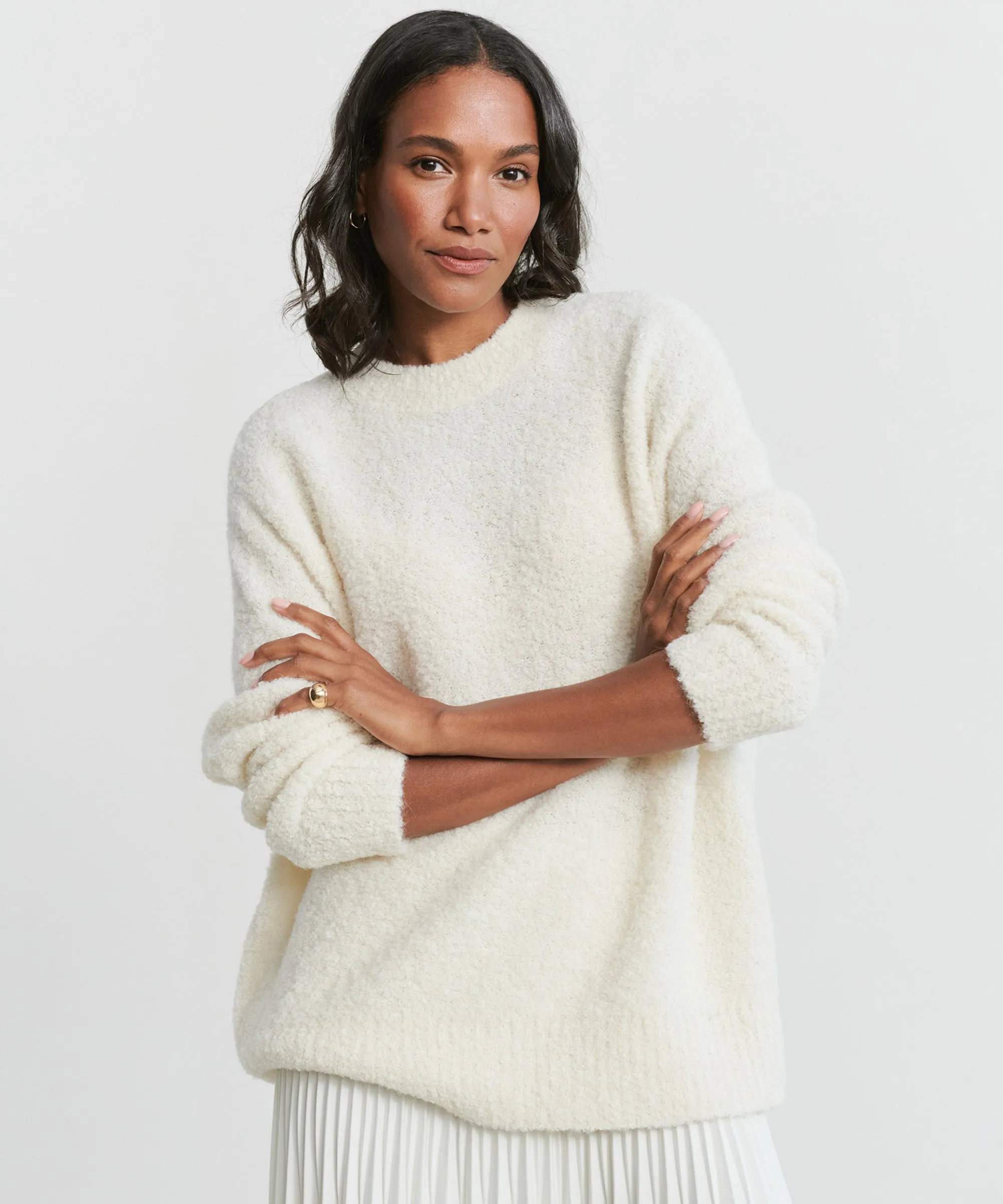 Alpaca Boucle Cocoon Crewneck