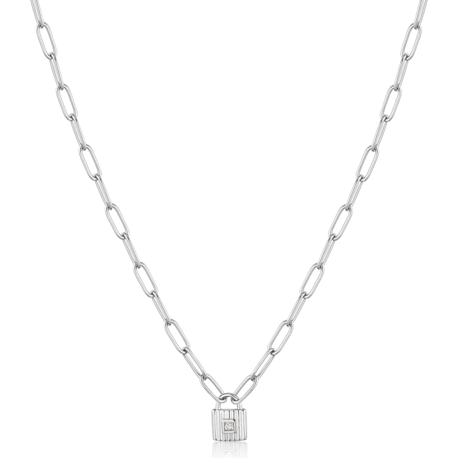 Ania Haie Sterling Silver Chunky Chain Padlock Necklace