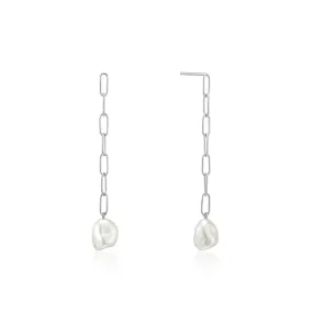 Ania Haie Sterling Silver Pearl Chunky Drop Earrings