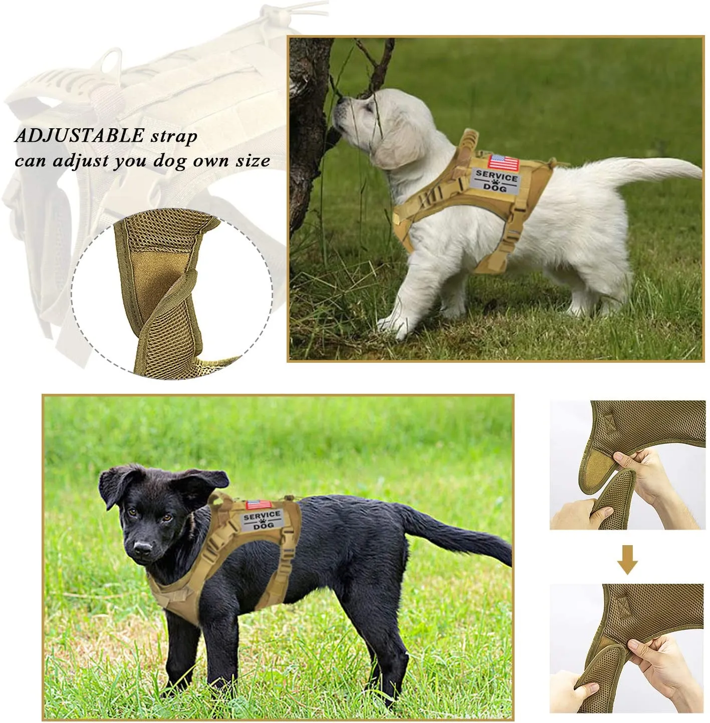 Anniepaw Dog Cloth Tactical Service Vest Harness Outdoor Training Handle Water-Resistant Comfortable Military Patrol K9