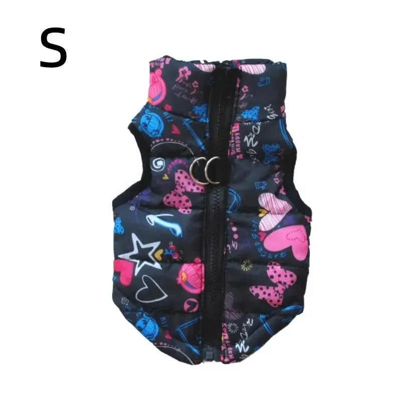 Anniepaw Printed Warm Zipper Dog Vest New Traction Buckle Vest Pet Coat For Puppy Chihuahua Casual Universal Dog Jacket Pet Clothing