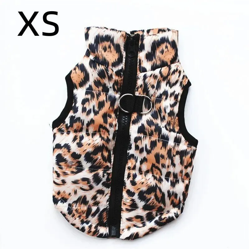 Anniepaw Printed Warm Zipper Dog Vest New Traction Buckle Vest Pet Coat For Puppy Chihuahua Casual Universal Dog Jacket Pet Clothing