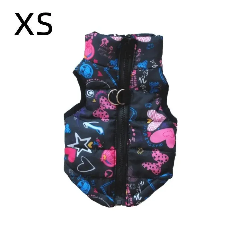 Anniepaw Printed Warm Zipper Dog Vest New Traction Buckle Vest Pet Coat For Puppy Chihuahua Casual Universal Dog Jacket Pet Clothing