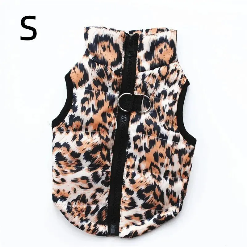 Anniepaw Printed Warm Zipper Dog Vest New Traction Buckle Vest Pet Coat For Puppy Chihuahua Casual Universal Dog Jacket Pet Clothing