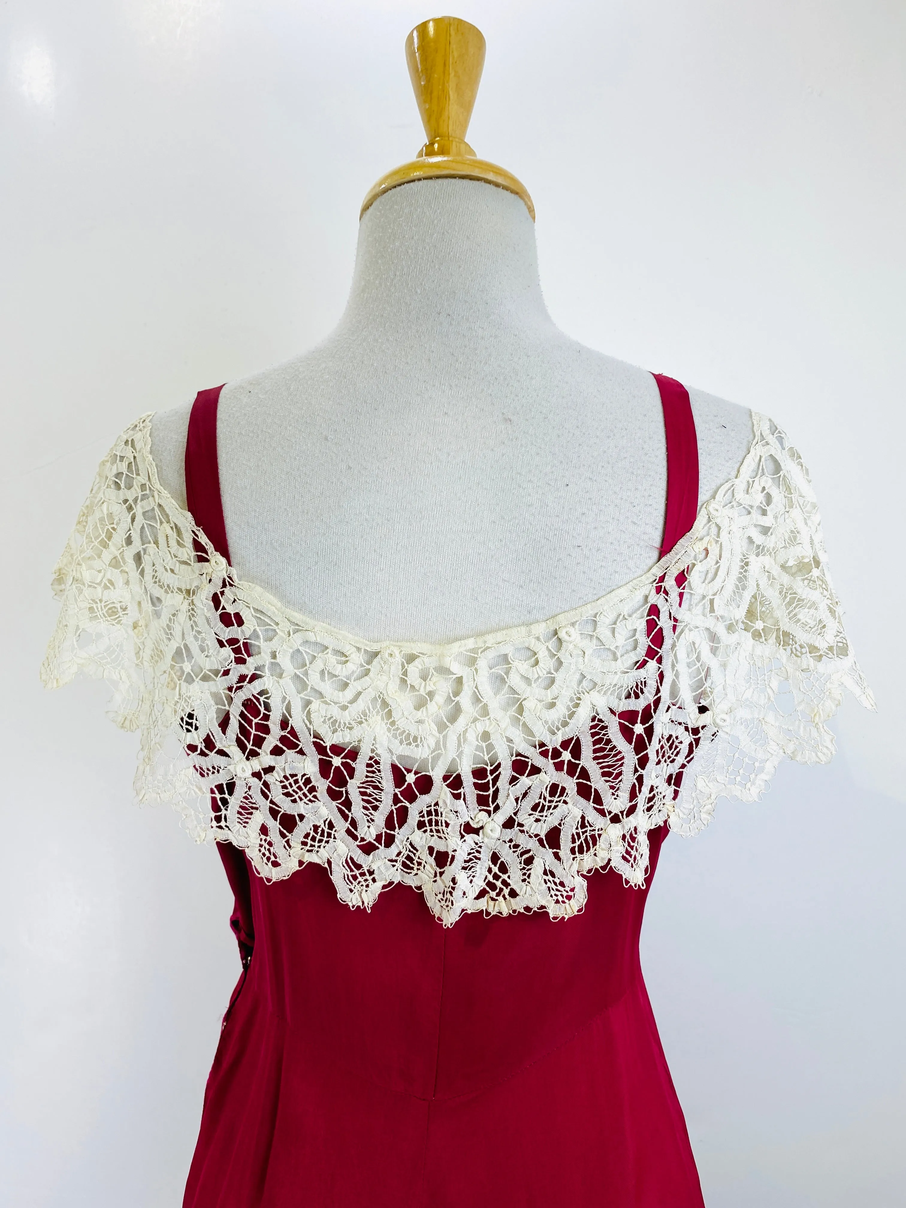 Antique Edwardian Cream Handwork Tape Lace Bertha Collar