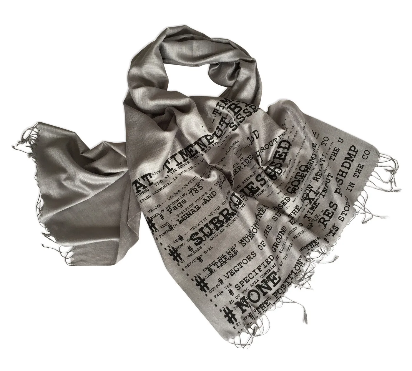 Apollo 11 Source Code Scarf. Silkscreened Linen weave pashmina