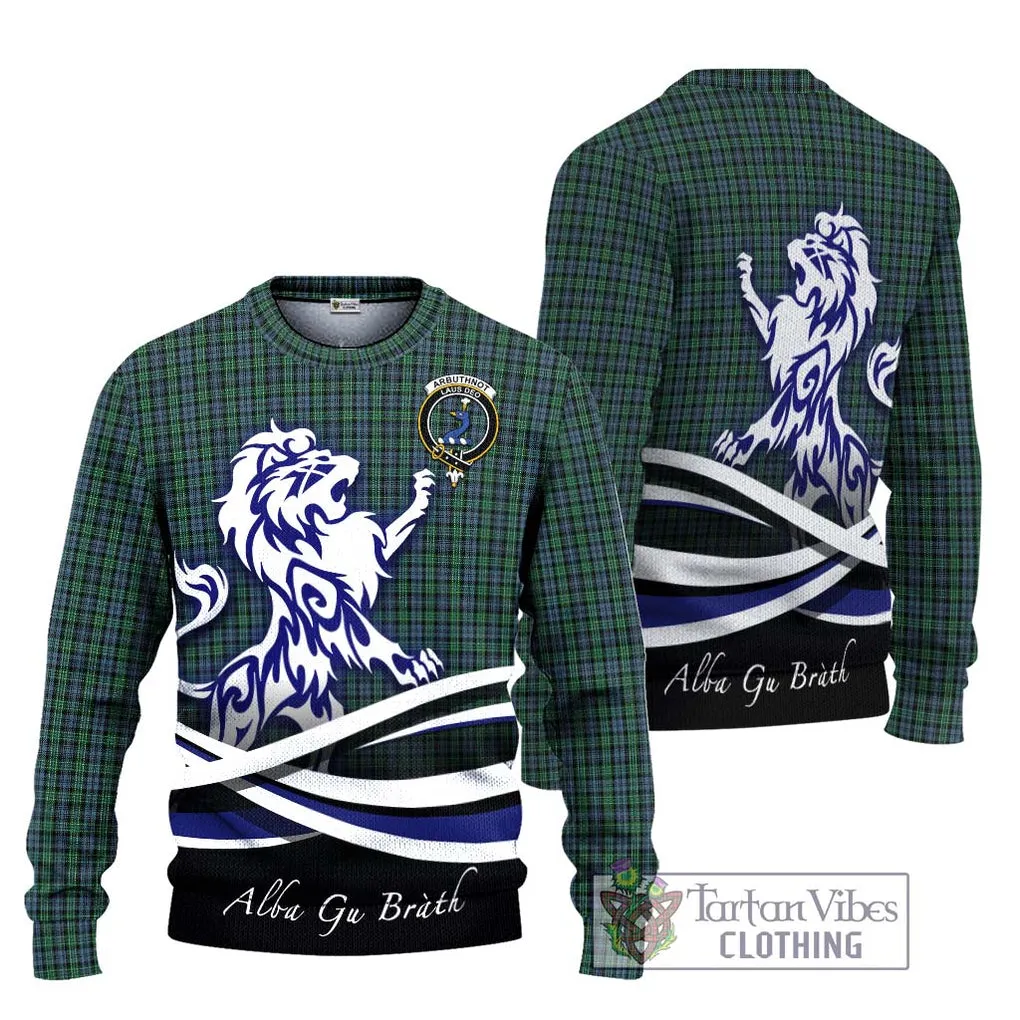 Arbuthnot Tartan Ugly Sweater with Alba Gu Brath Regal Lion Emblem