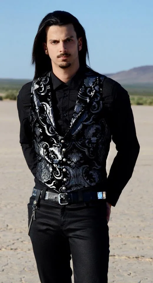 ARISTOCRAT VEST - BLACK/SILVER TAPESTRY