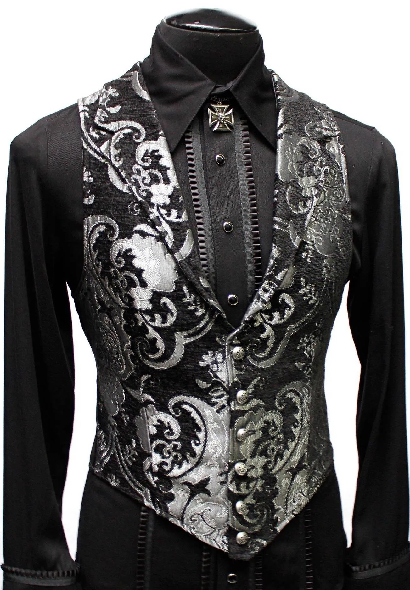 ARISTOCRAT VEST - BLACK/SILVER TAPESTRY