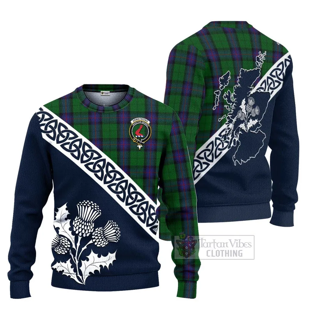 Armstrong Tartan Ugly Sweater Featuring Thistle and Scotland Map