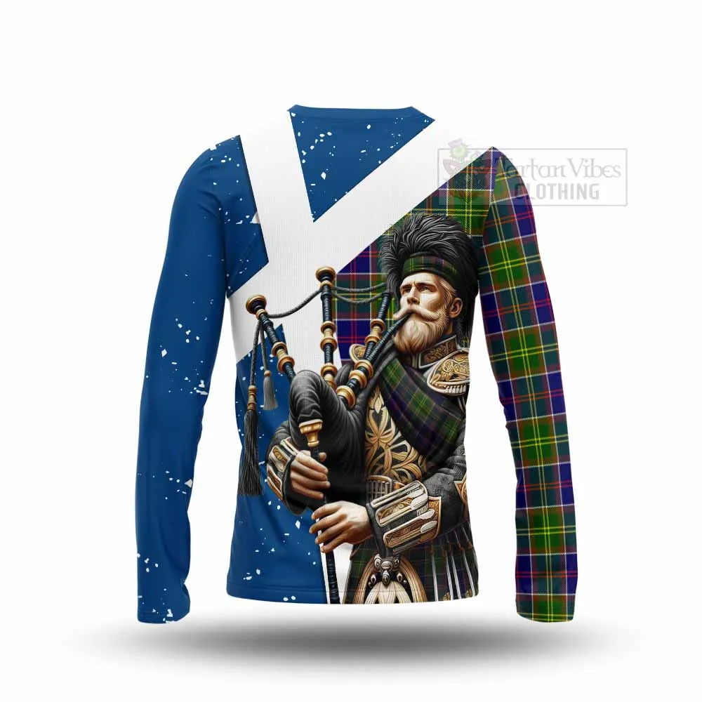 Arnott Tartan Long Sleeve T-Shirt with Family Crest Scottish Bagpiper Vibes