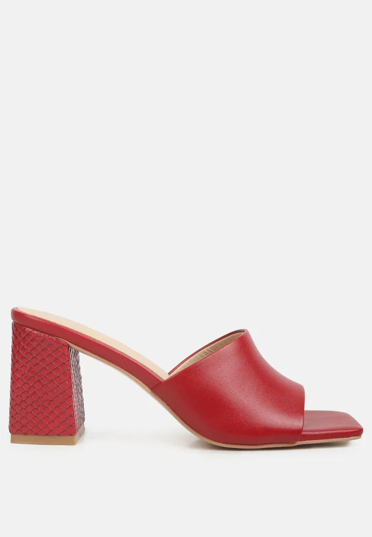 Audriana Red Textured Block Heel Sandals