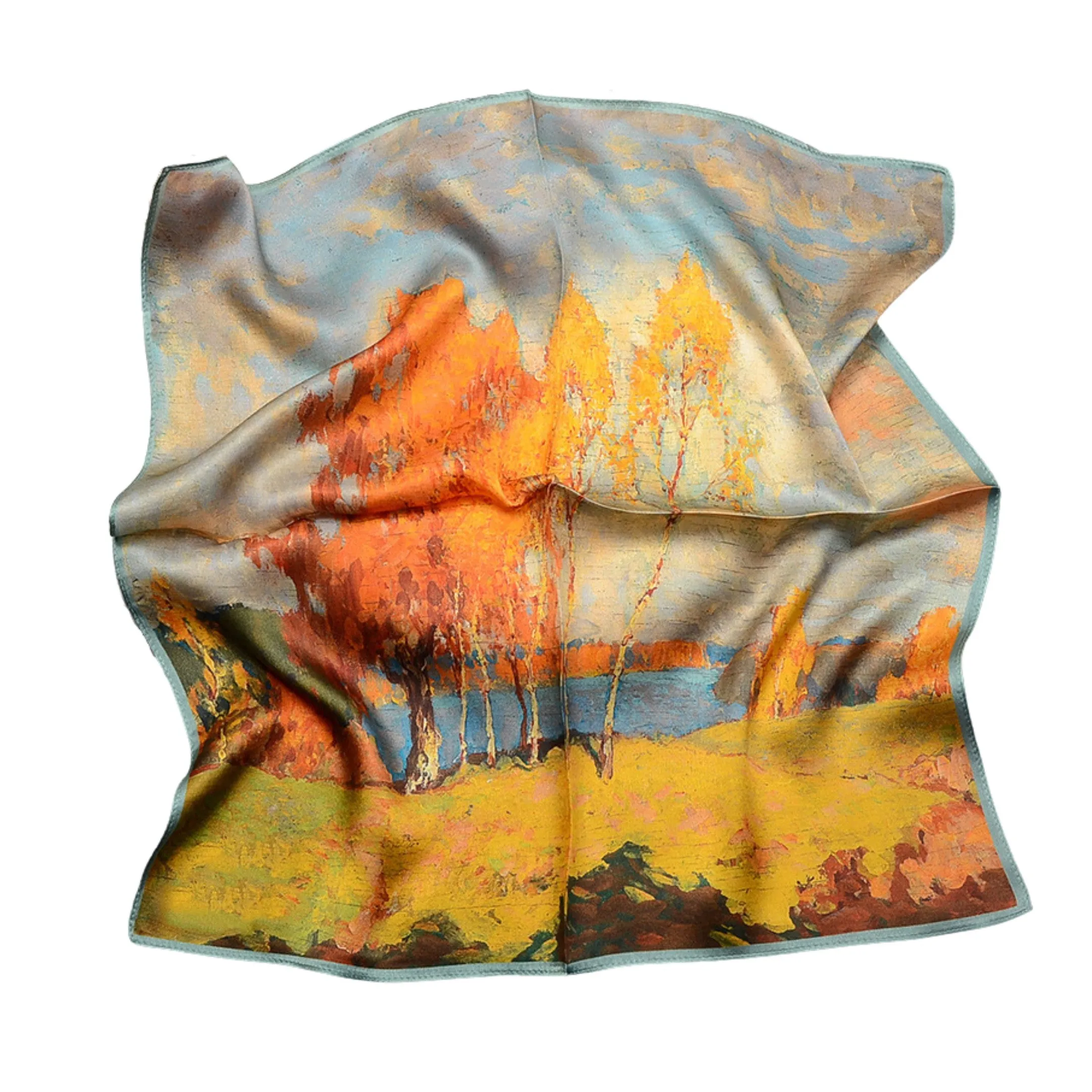 Autumn Hues Pure Mulberry Silk Scarf Bandana