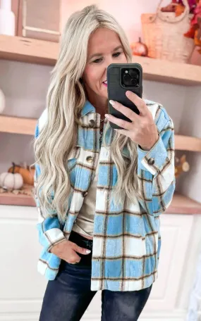 Autumn Skies Faux Fur Plaid Jacket