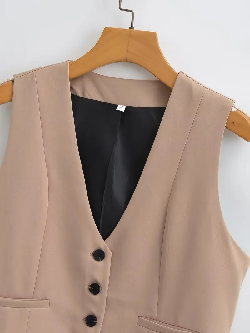 Autumn Women Clothing Short Solid Color Vest Waistcoat