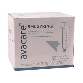 Avacare 5ml Syringe 3 Part Luer Lock 100 Pack