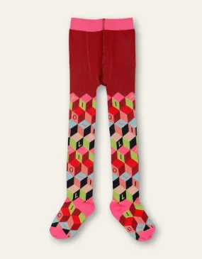 AW21 Oilily Girls Moosh Multi-Colour Blocks Jacquard Tights 88