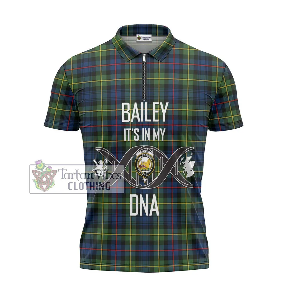 Bailey Modern Tartan Zipper Polo Shirt with Family Crest DNA In Me Style