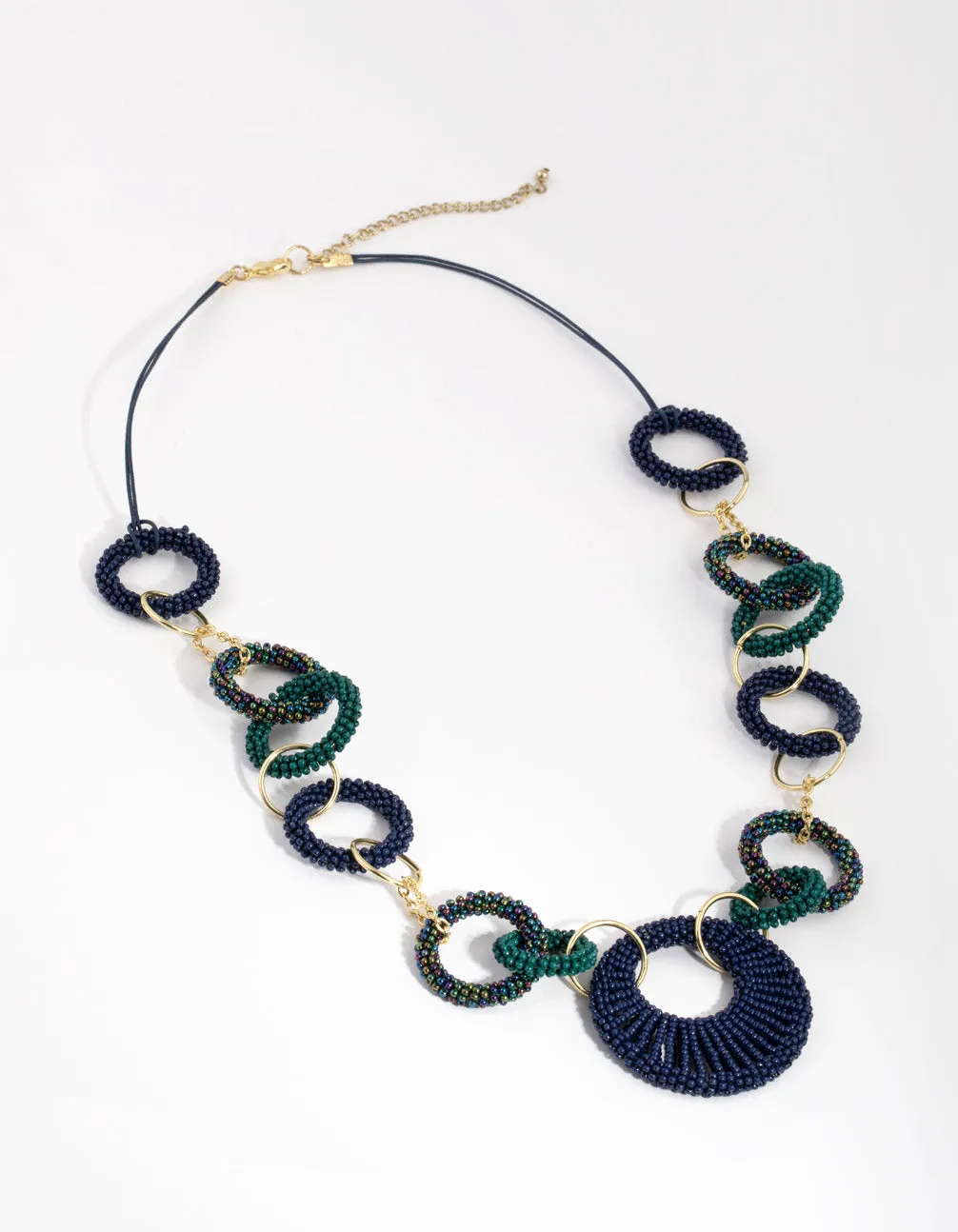 Bead Interlock Hoop Necklace