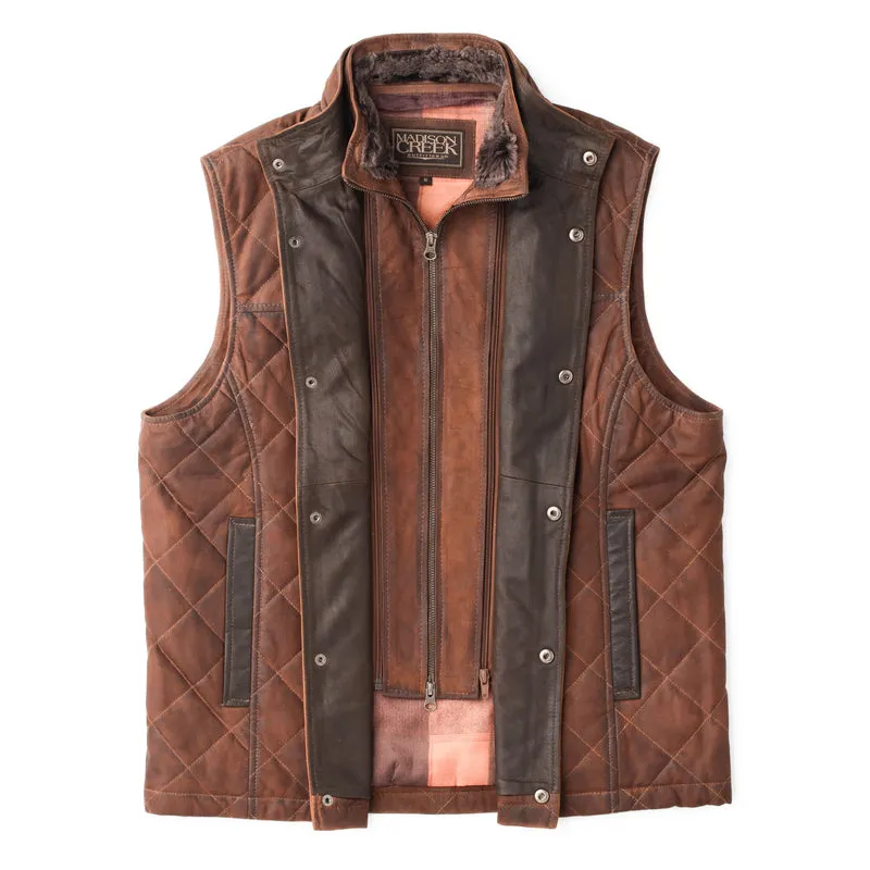 BEAVER CREEK LEATHER VEST - BOURBON