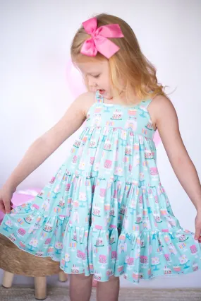 BEG Birthday Eat Cake Garden Twirl Dress