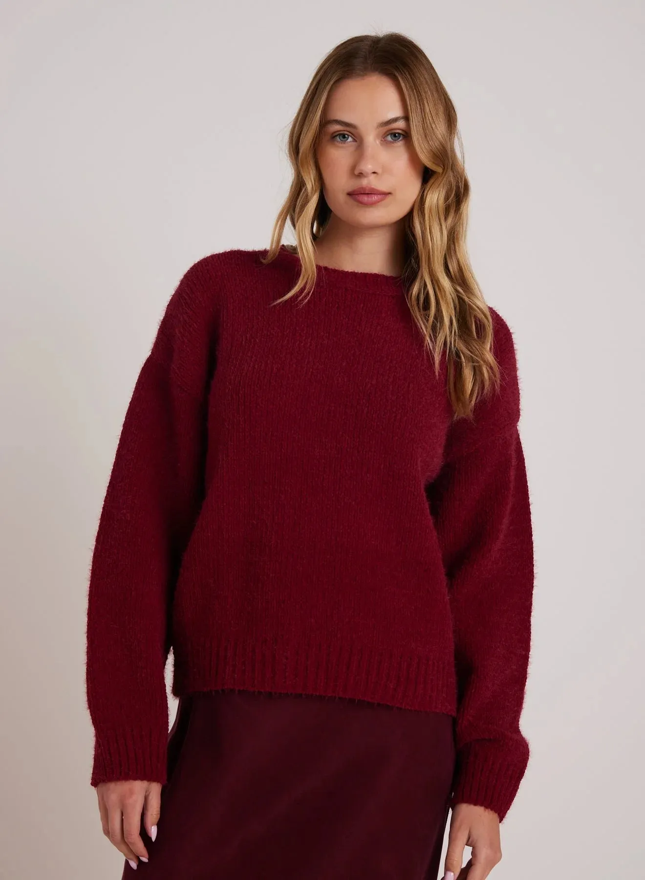 BEL Drop Shoulder Sweater in Deep Plum