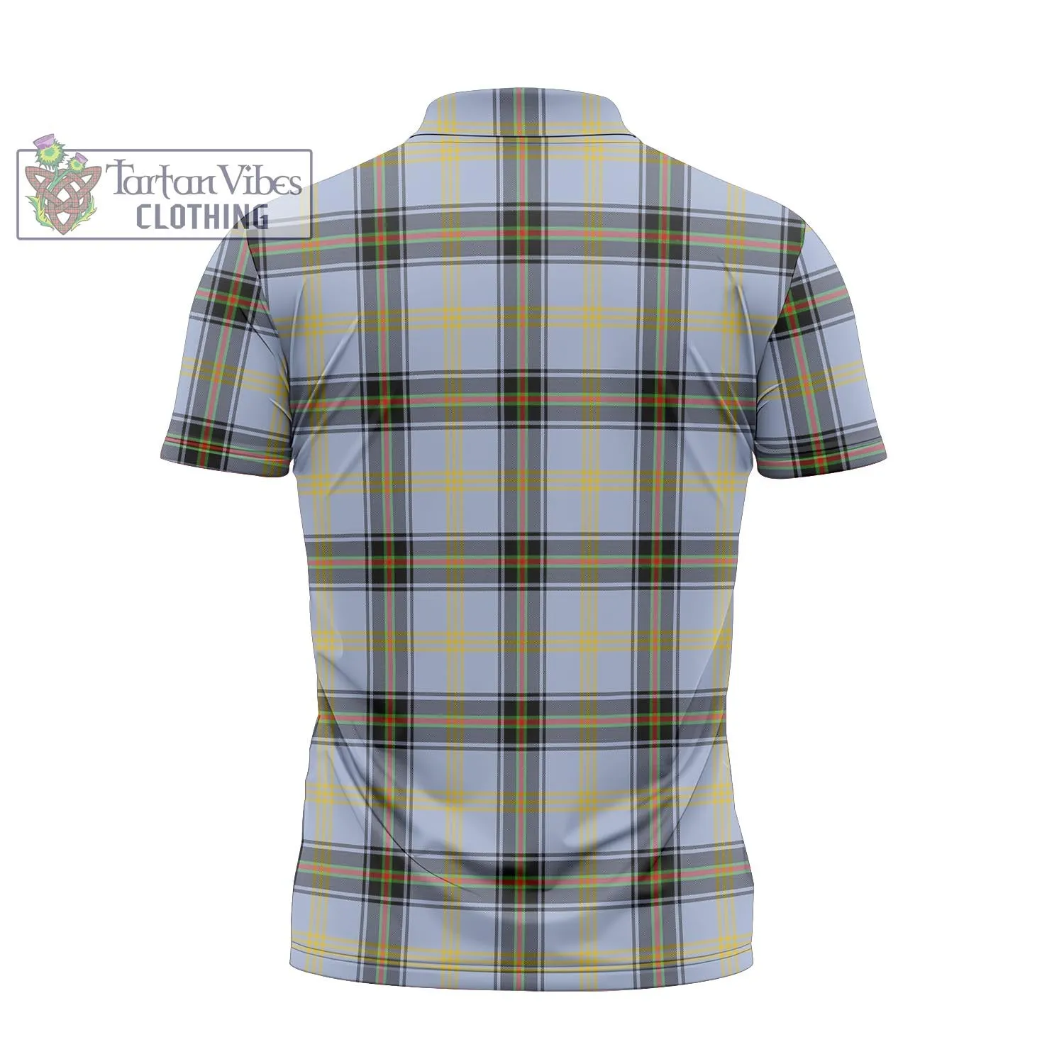 Bell Tartan Zipper Polo Shirt with Family Crest