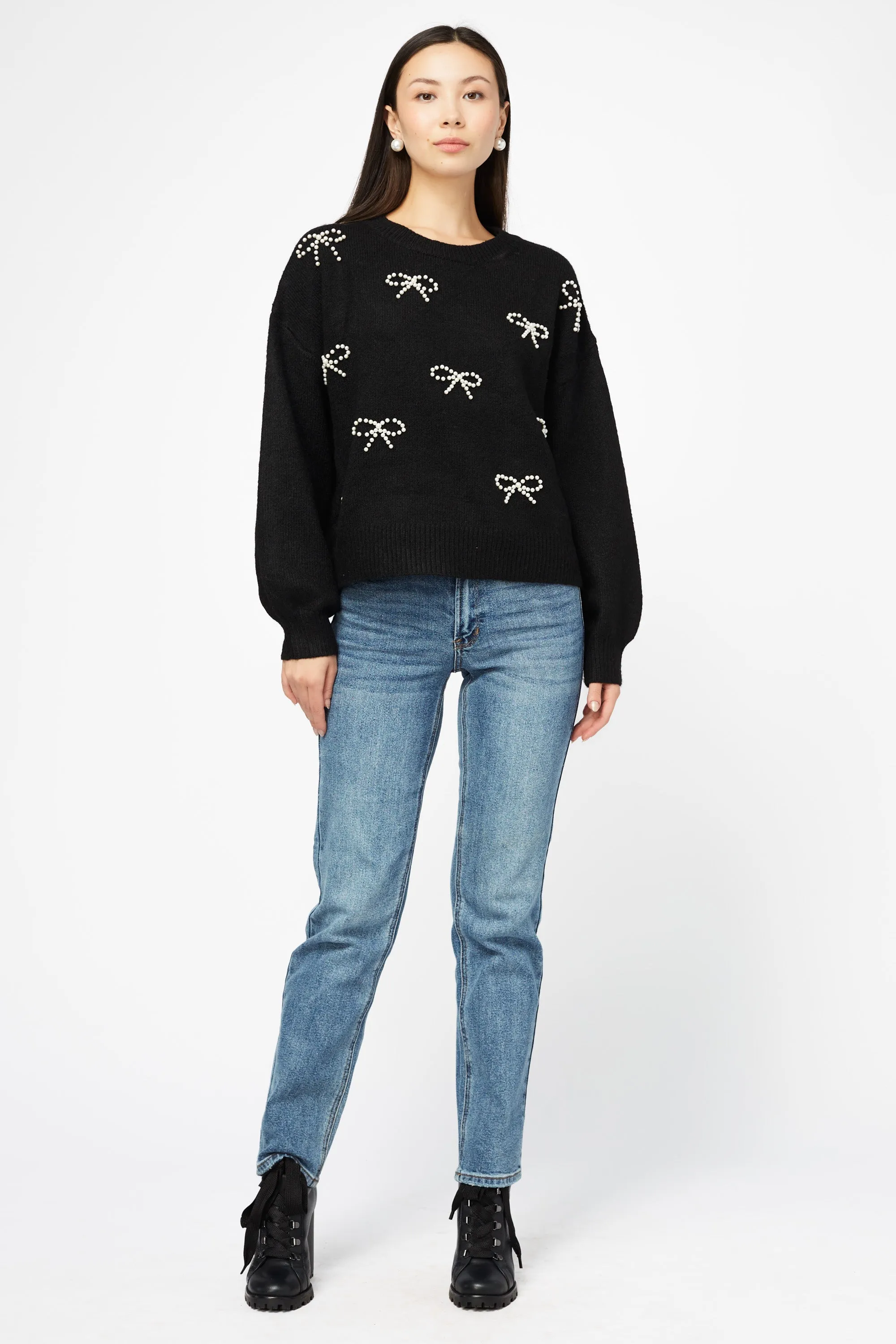 Bella Bow Beaded Sweater