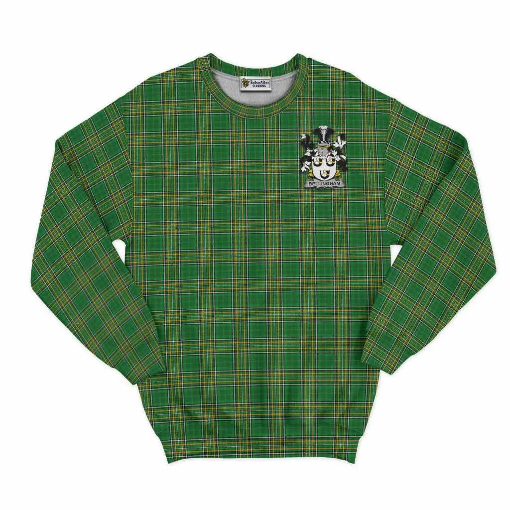 Bellingham Irish Clan Tartan Sweatshirt with Coat of Arms