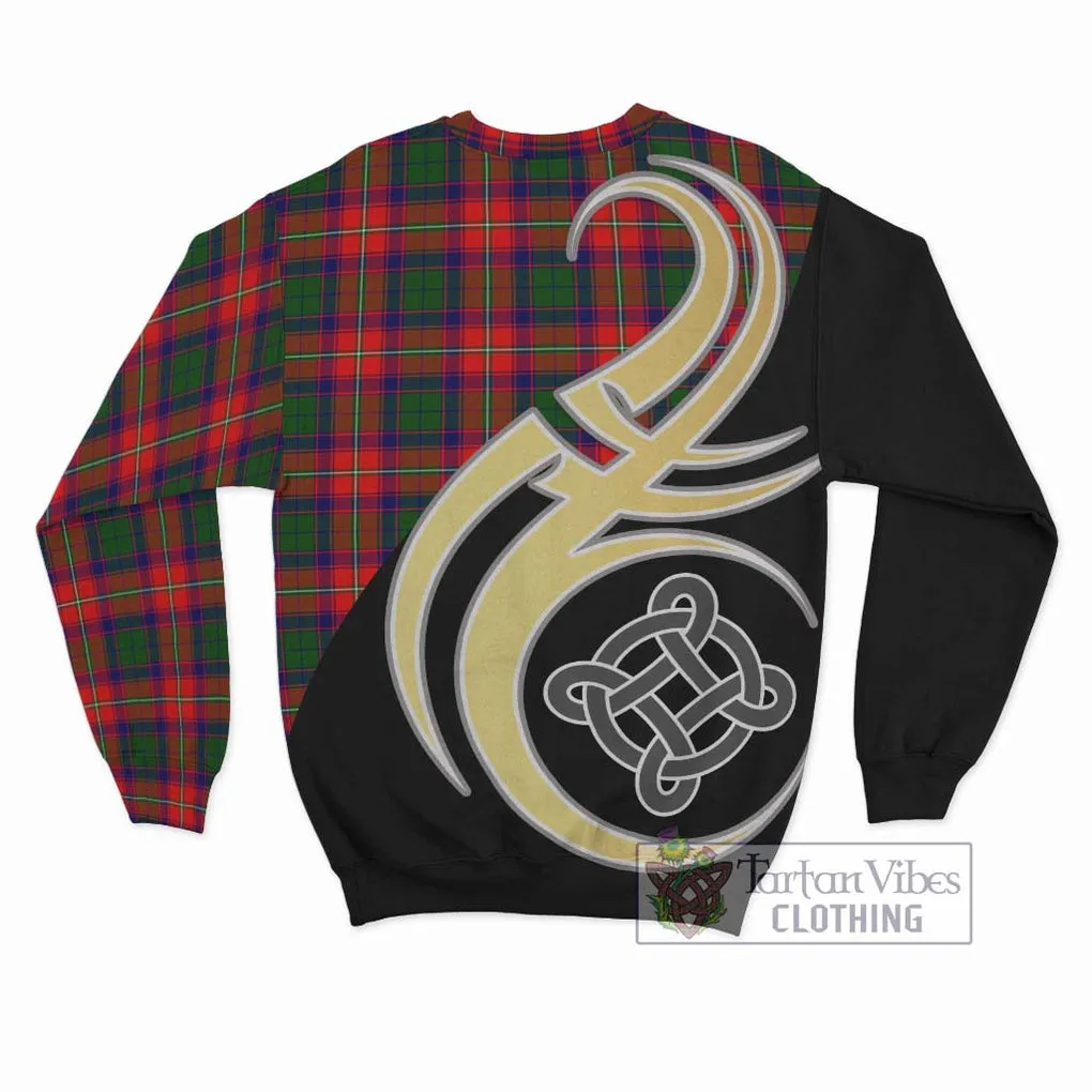 Belshes Tartan Sweatshirt with Family Crest and Celtic Symbol Style